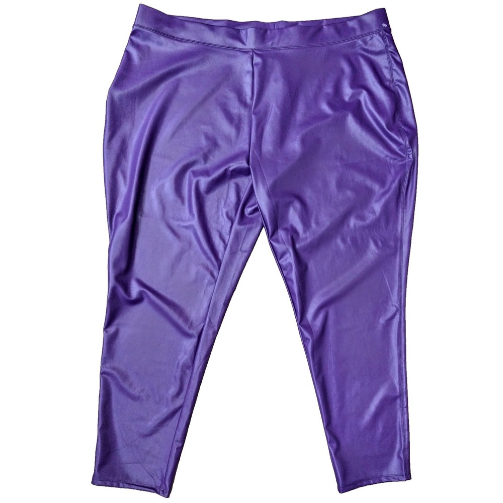 NWT Ashley Stewart Purple Faux Leather Pants Party Festival 80's Y2K Disco 30/32